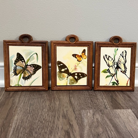 3 Charming Vintage Arthur A. Kaplan Butterflies on Wood prints - Picture 13 of 16